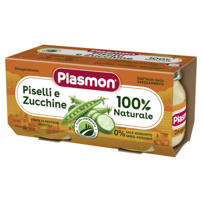 Зеленчуково пюре Plasmon - Грах с тиквички, 2 х 80 g