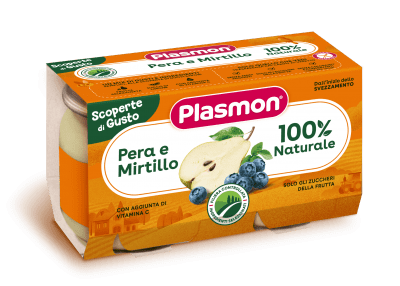 Плодово пюре Plasmon - Круша и боровинка, 2 х 104 g