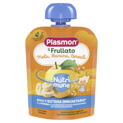 Плодова закуска Plasmon - Нутримюн, ябълка, банан и мюсли, 85 g