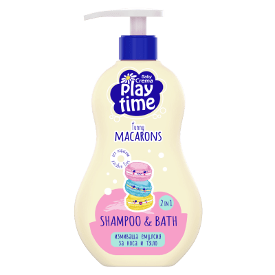 Измиващ гел 2 в 1 Play Time - Funny Macarons, 400 ml