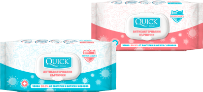 Антибактериални кърпички Quickline, 72 броя