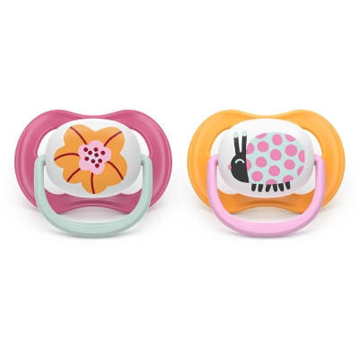 Залъгалки Philips Avent - Ultra Air, с декорация Калинка и цвете с кутия за стерилизиране, 6-18 m, 2 броя