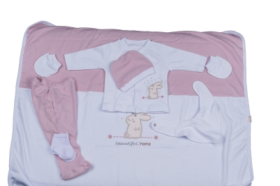 Комплект за изписване Nenny Baby, Розово Зайче, 10 части