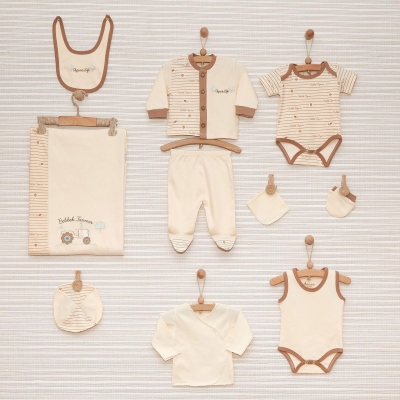 Комплект за изписване от Органичен памук Nenny Baby, Трактор, 10 части