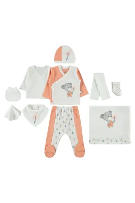 Комплект за изписване Aziz Bebe, Мече с цвете, 10 части