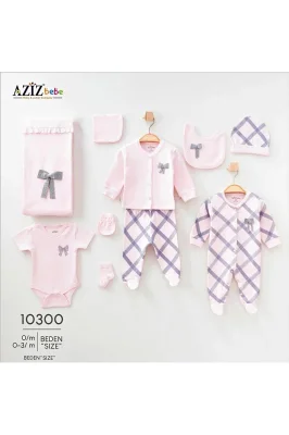 Комплект за изписване на новородено Aziz Bebe, Панделка, 10 части
