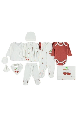 Летен комплект за изписване на новородено Nenny Baby, Черешки, 10 части