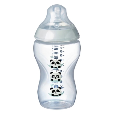Бебешко шише Tommee Tippee - Easi Vent, Closer to Nature, с декорация панди, 340 ml, 3 m+