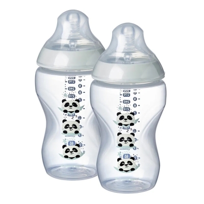 Комплект шишета Tommee Tippee - Easi Vent, Closer to Nature с декорация Панди, 340 ml, 2 броя
