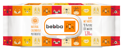Мокри кърпи Silkline Bebba - Невен и постбиотик, 120 броя