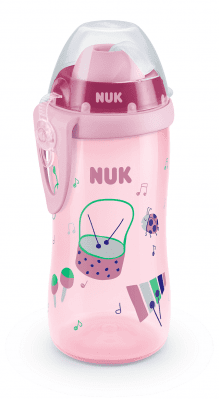 Чаша със сламка Nuk - Flexi Cup, 12м+, 300 ml, розова