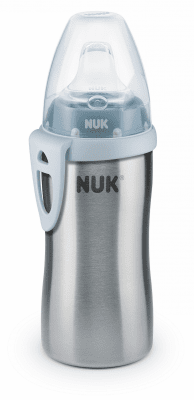 Шише със силиконов накрайник Nuk - Active Cup, 12m+, с термоефект, 215 ml, синьо