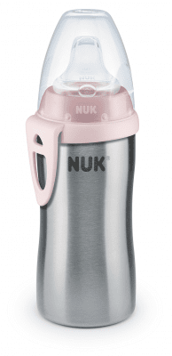 Шише със силиконов накрайник Nuk - Active Cup, 12m+, с термоефект, 215 ml, розово