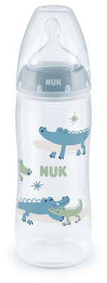 Шише със силиконов биберон NUK - First Choice, Temperature control, PP, 360 ml, Крокодили