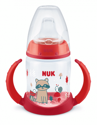 Чаша NUK - First Choice, Temperature Control, с накрайник за сок, 150 ml, червена