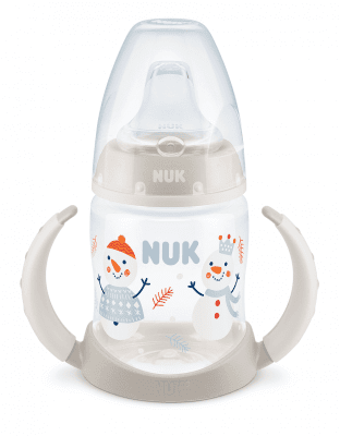 Чаша за сок NUK - First Choice, силиконов накрайник, 150 ml, Snow, бежово