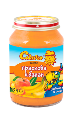 Плодово пюре Слънчо - Праскова и банан, 190 g