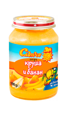 Плодово пюре Слънчо - Круша и банан, 190 g