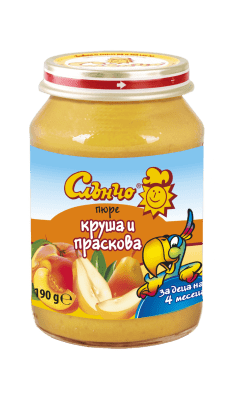 Плодово пюре Слънчо - Круша и праскова, 190 g