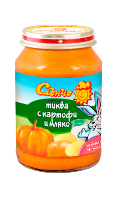 Зеленчуково пюре Слънчо - Тиква с картофи и мляко, 190 g