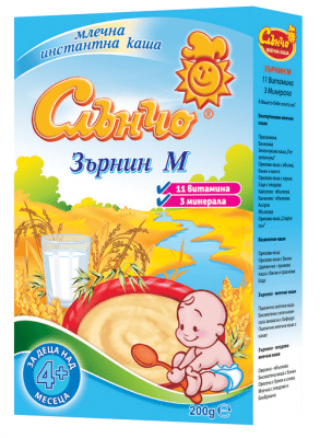 Млечна каша Слънчо - Зърнин М, 200 g