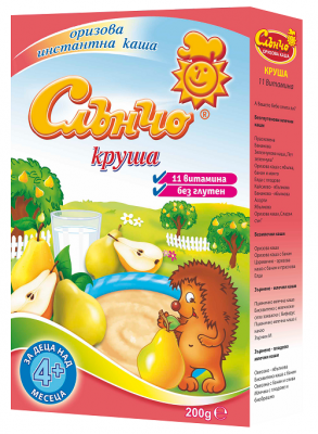 Оризова млечна каша Слънчо - Круша, 200 g