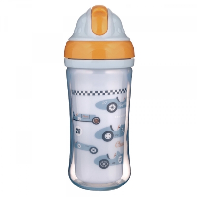 Чаша със силиконова сламка Canpol - Cars, 260 ml