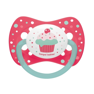 Силиконова залъгалка Canpol - Cupcake, Розова, 0-6 m