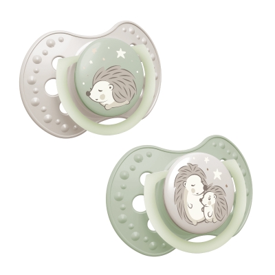 Светещи силиконови залъгалки Lovi - Night & Day, 6-18 m, 2 брoя