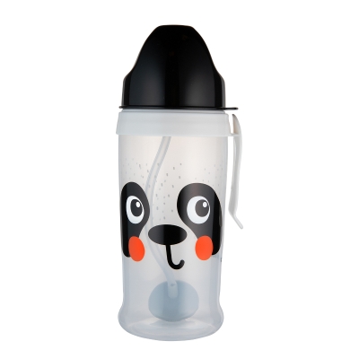 Преходна чаша със сламка Canpol - Hello Little, 350 ml, Бяла