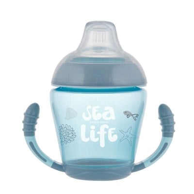 Неразливаща се чаша с дръжки Canpol - Sea Life, 230 ml, Синя