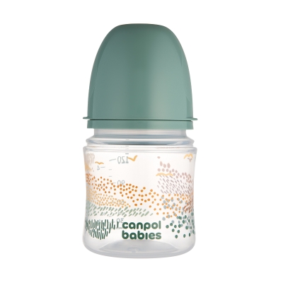 Антиколик шише с широко гърло Canpol - Easy Start, Mountains, 120 ml, Сиво