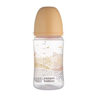 Антиколик шише с широко гърло Canpol - Easy Start, Mountains, 240 ml, Бежово