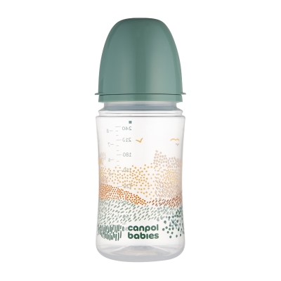 Антиколик шише с широко гърло Canpol - Easy Start, Mountains, 240 ml, Сиво