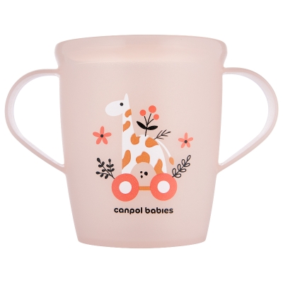 Чаша с дръжки Canpol - Tоys, 250 ml, 12 m+, Розова