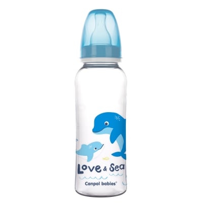 Шише за хранене Canpol - Love&Sea, 250 ml, Синьо