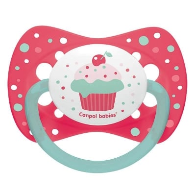 Силиконова залъгалка със симетрична форма Canpol - Cupcake, 6-18 m, Розова
