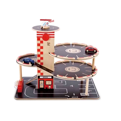 Дървен комплект Hape - Триетажен паркинг