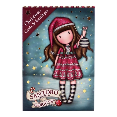 Коледни картички Santoro Gorjuss Merry and Bright - Tis The Season, 8 броя