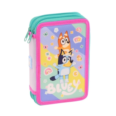 Ученически несесер с пособия Graffiti Bluey - Stickers Rain, с 2 ципа