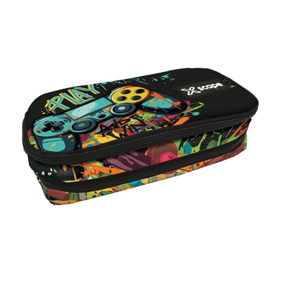 Овален ученически несесер Graffiti Xscape - Gaming