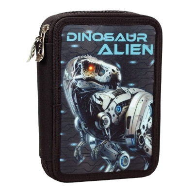Ученически несесер с пособия Back Me Up - Dinosaur Alien, с 2 ципа
