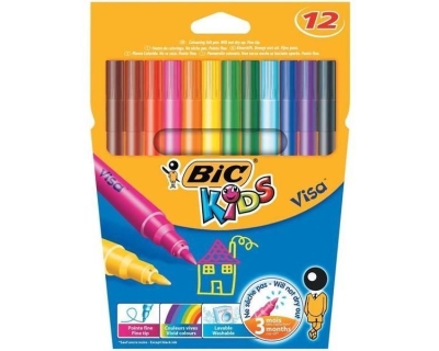 Флумастери BIC Кids - Visa, 12 цвята