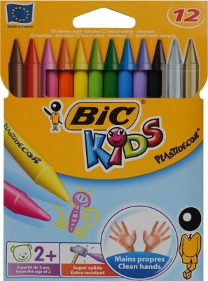 Маслени пастели BIC Кids - Plastidecor, 12 цвята