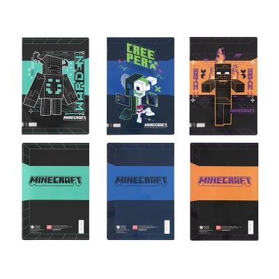 Тетрадка Panini - Minecraft, Black Neon, А4, 50 листа, асортимент