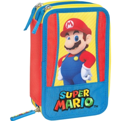 Ученически несесер с пособия Panini Super Mario - Tricolore, с 3 ципа