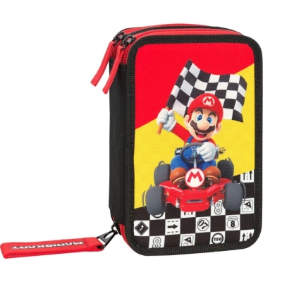 Ученически несесер с пособия Panini Super Mario Mariokart - Red, с 3 ципа