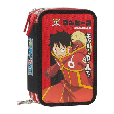 Ученически несесер с пособия Panini Comix Anime - One Piece, Red, с 3 ципа
