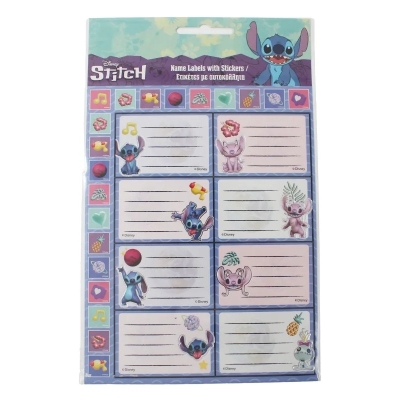 Ученически етикети - Stitch, 8 броя