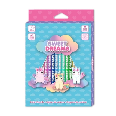 Триъгълни цветни моливи Kids Licensing - Sweet Dreams, 36 броя